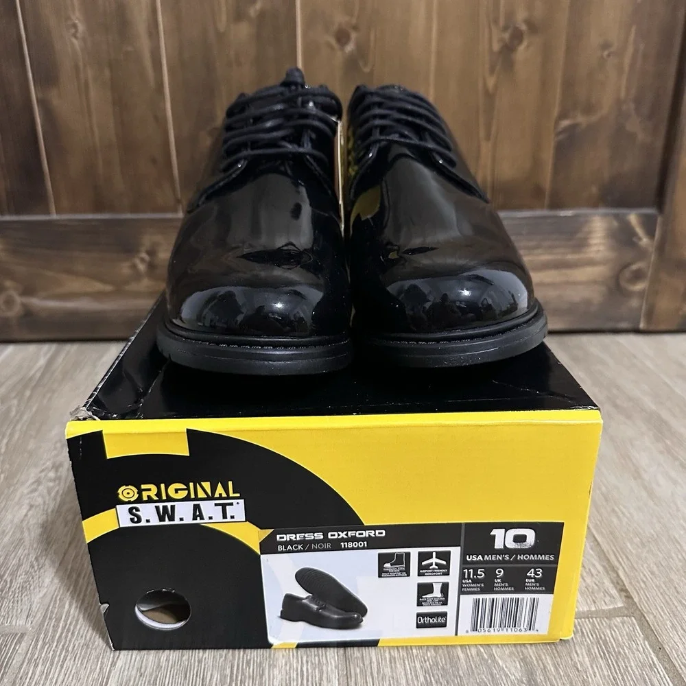MEN'S ORIGINAL SWAT DRESS CLARINO LEATHER OXFORD SHOES 118001 BLACK 10 NEW